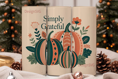 Simply Grateful Fall 20oz Tumbler Wrap Sublimation DesignSVG 