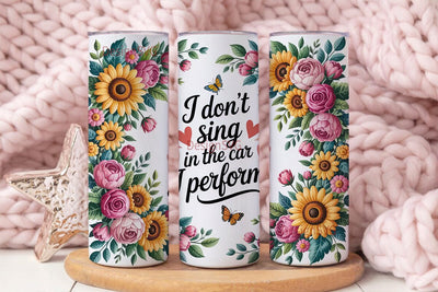 Singing Car Floral Tumbler Wrap Sublimation DesignSVG 