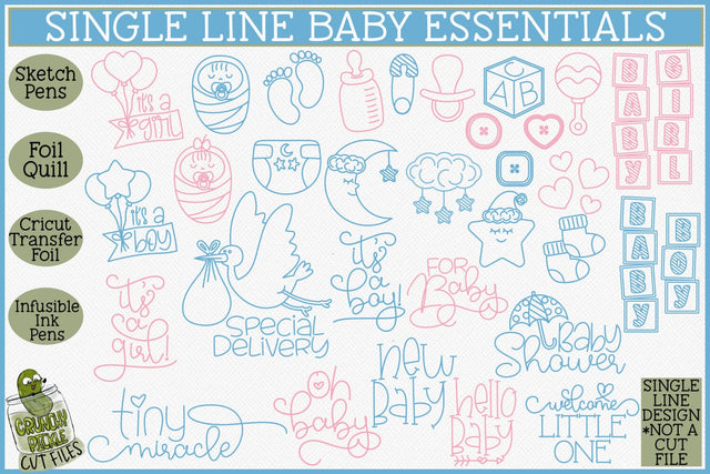 Single Line Baby Essentials SVG Bundle SVG Crunchy Pickle 