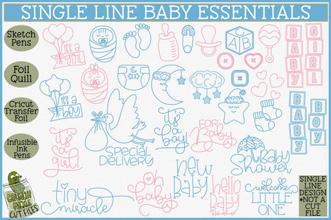 Single Line Baby Essentials SVG Bundle SVG Crunchy Pickle 