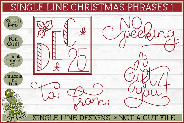 Single Line Christmas Phrases 1 Sketch SVG Files SVG Crunchy Pickle 