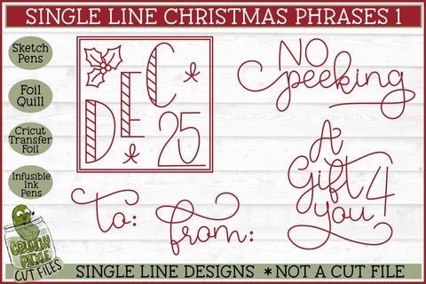 Single Line Christmas Phrases 1 Sketch SVG Files SVG Crunchy Pickle 