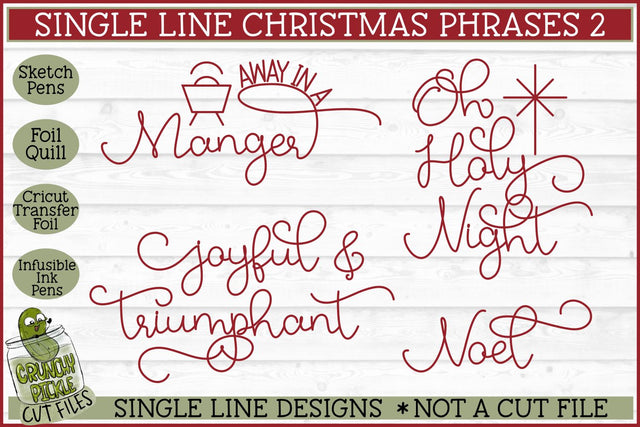 Single Line Christmas Phrases 2 Sketch SVG Files SVG Crunchy Pickle 