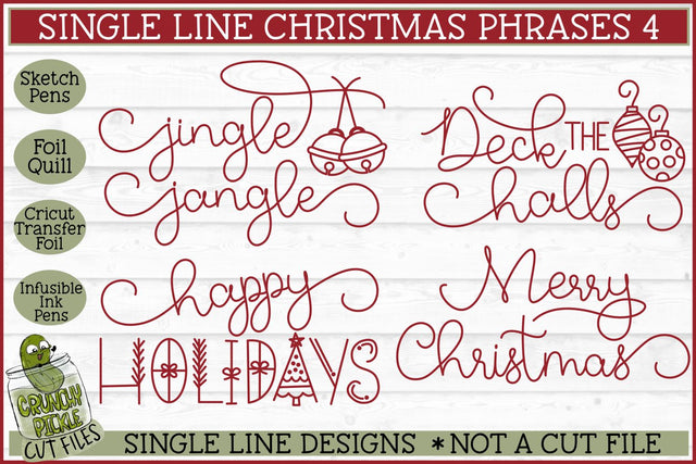 Single Line Christmas Phrases 4 Sketch SVG Files SVG Crunchy Pickle 