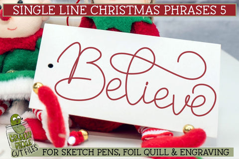 Single Line Christmas Phrases 5 Sketch SVG Files SVG Crunchy Pickle 