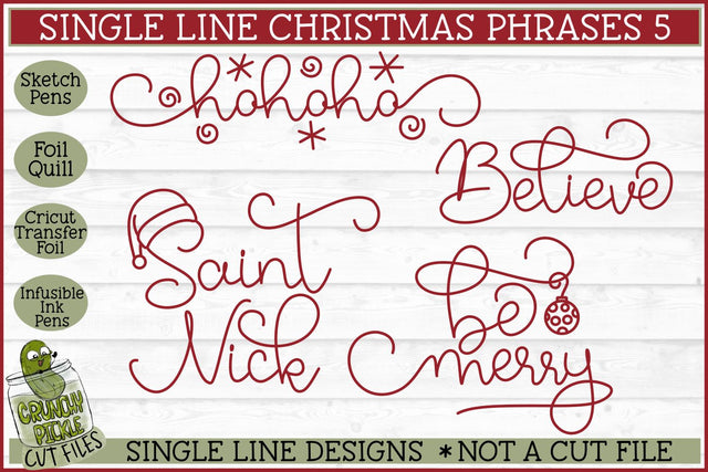 Single Line Christmas Phrases 5 Sketch SVG Files SVG Crunchy Pickle 