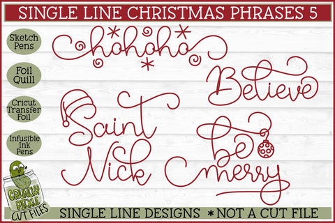 Single Line Christmas Phrases 5 Sketch SVG Files SVG Crunchy Pickle 