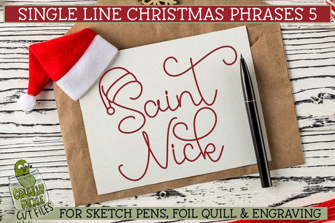 Single Line Christmas Phrases 5 Sketch SVG Files SVG Crunchy Pickle 