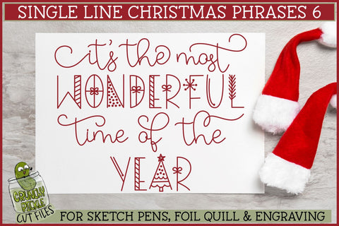 Single Line Christmas Phrases 6 Sketch SVG Files SVG Crunchy Pickle 