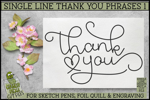 Single Line Thank You Phrases 1, Sketch SVG Files SVG Crunchy Pickle 