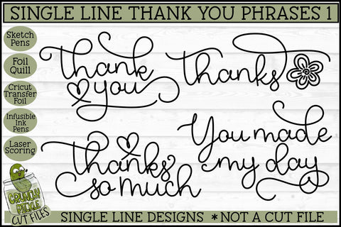 Single Line Thank You Phrases 1, Sketch SVG Files SVG Crunchy Pickle 