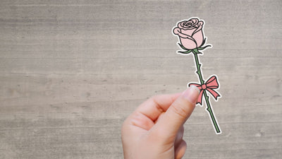 Single Pink Rose with Bow SVG | Mother's Day Rose Cut File | Romantic Spring Design | Cricut Silhouette Ready SVG So Fontsy VIP Design Shop 