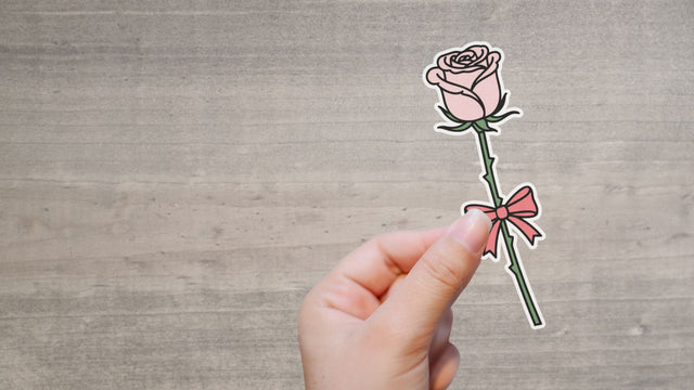 Single Pink Rose with Bow SVG | Mother's Day Rose Cut File | Romantic Spring Design | Cricut Silhouette Ready SVG So Fontsy VIP Design Shop 