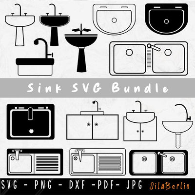 Sink SVG Bundle, Sink Cut File, Plumber Svg, Plumbing SVG, Plumber clipart, Kitchen sink PNG, Sink vector, Bathroom svg, Svg files for Cricut SVG SilaBerlin 