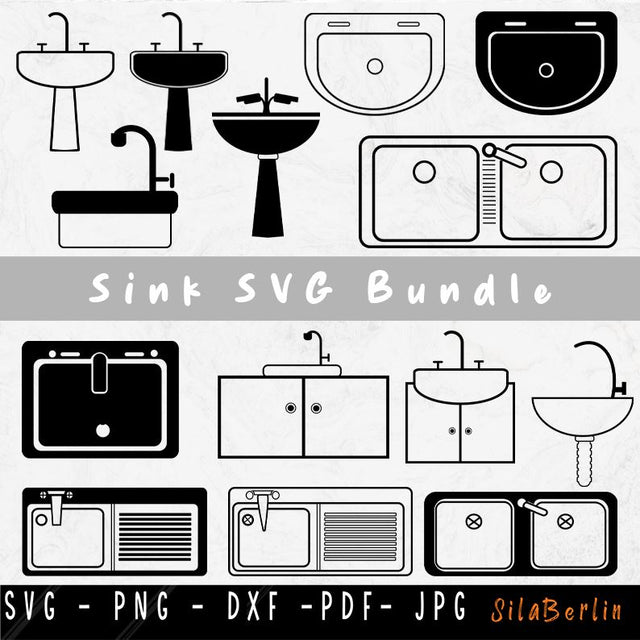 Sink SVG Bundle, Sink Cut File, Plumber Svg, Plumbing SVG, Plumber clipart, Kitchen sink PNG, Sink vector, Bathroom svg, Svg files for Cricut SVG SilaBerlin 