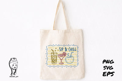 sip & chill Summer Preppy Hand Drawn SVG dadan_pm 