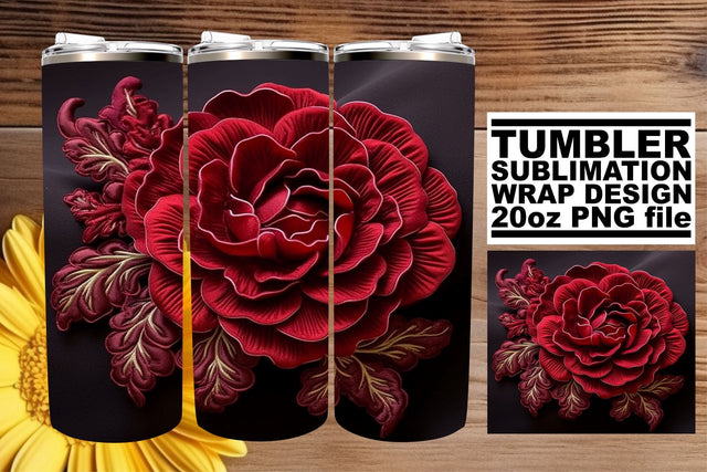 Sip in Style with 3D Flower Pattern Tumbler Sublimation Sublimation afrosvg 