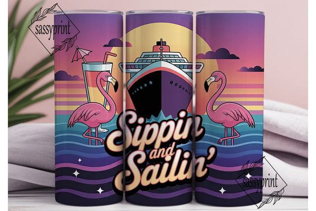 Sippin' and Sailin' 20oz Tumbler Wrap Sublimation sassyprint 
