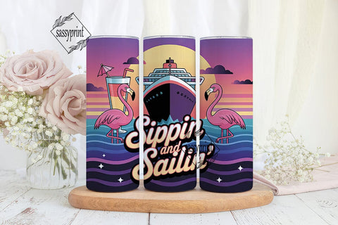 Sippin' and Sailin' 20oz Tumbler Wrap Sublimation sassyprint 