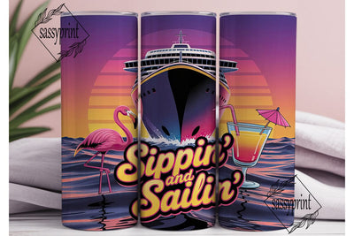 Sippin' and Sailin' 20oz Tumbler Wrap Sublimation sassyprint 