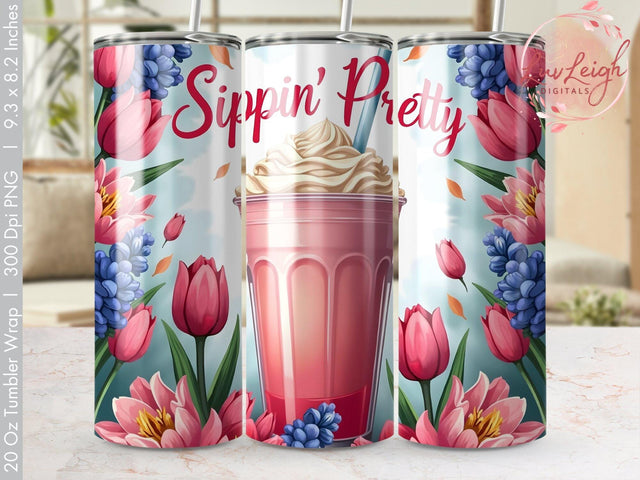 Sippin Pretty Milkshake Tumbler wrap Sublimation PNG Sublimation Luvleigh Digitals 