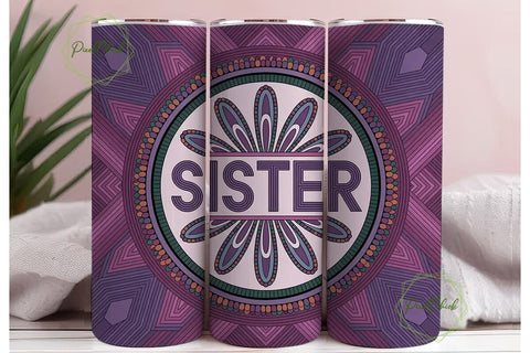 Sister Beaded Tribal 20oz Tumbler Wrap Sublimation PixelChick 