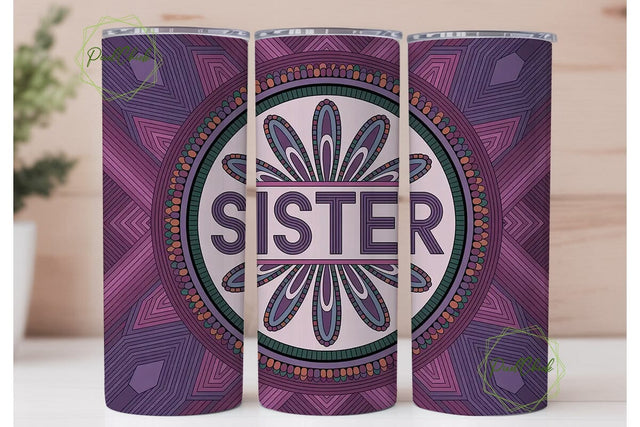 Sister Beaded Tribal 20oz Tumbler Wrap Sublimation PixelChick 