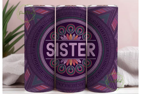 Sister Beaded Tribal 20oz Tumbler Wrap Sublimation PixelChick 