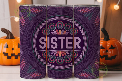 Sister Beaded Tribal 20oz Tumbler Wrap Sublimation PixelChick 