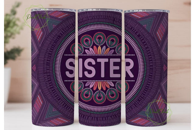 Sister Beaded Tribal 20oz Tumbler Wrap Sublimation PixelChick 
