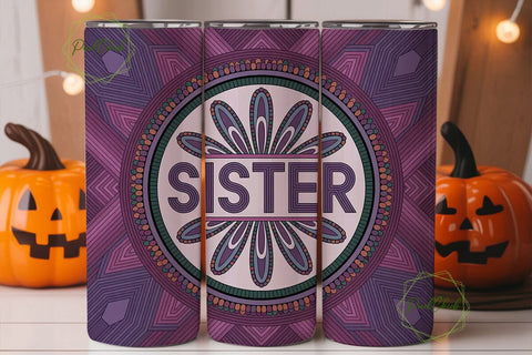 Sister Beaded Tribal 20oz Tumbler Wrap Sublimation PixelChick 