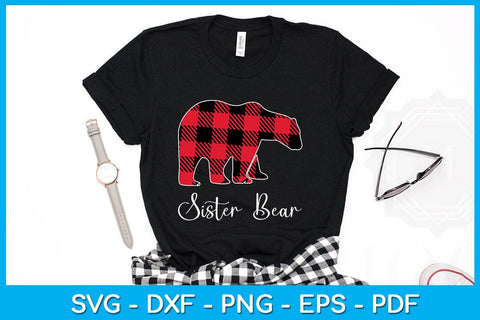 Sister Bear Buffalo Plaid Christmas SVG PNG PDF Cut File SVG Creativedesigntee 