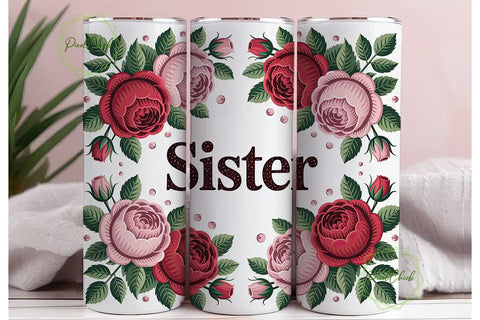 Sister Floral Tumbler Wrap Sublimation PixelChick 