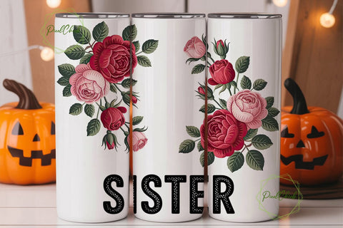 Sister Floral Tumbler Wrap Sublimation PixelChick 