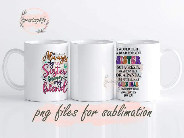 Sister Gifts From Sister Digital Design Download Mug Wrap Design, Mug Design PNG Sublimation PrintingLife 
