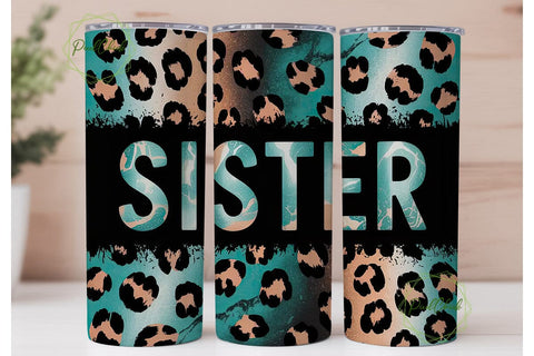 Sister Leopard Print 20oz Tumbler Wrap Sublimation PixelChick 