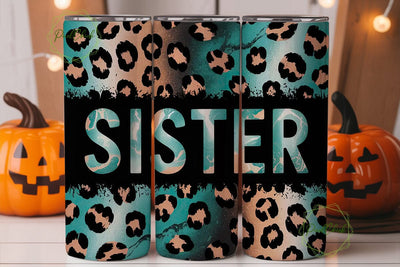 Sister Leopard Print 20oz Tumbler Wrap Sublimation PixelChick 