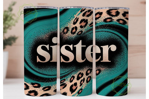 Sister Leopard Print 20oz Tumbler Wrap Sublimation PixelChick 