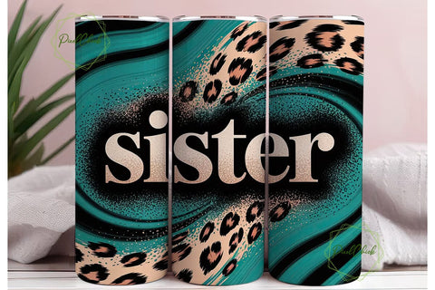 Sister Leopard Print 20oz Tumbler Wrap Sublimation PixelChick 