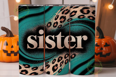 Sister Leopard Print 20oz Tumbler Wrap Sublimation PixelChick 
