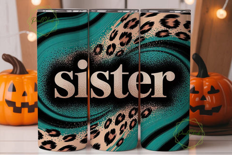 Sister Leopard Print 20oz Tumbler Wrap Sublimation PixelChick 