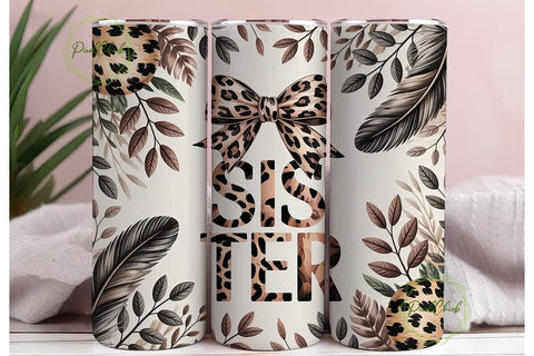 Sister Leopard Tumbler Wrap Sublimation PixelChick 