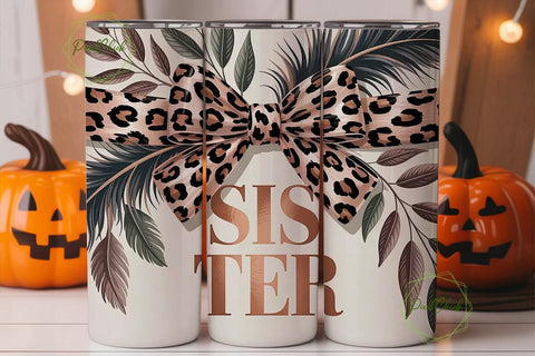 Sister Leopard Tumbler Wrap Sublimation PixelChick 