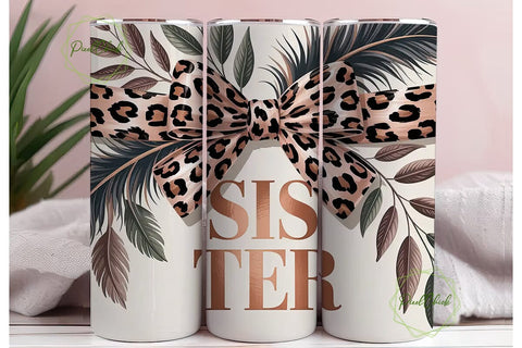 Sister Leopard Tumbler Wrap Sublimation PixelChick 