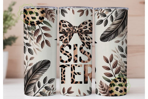 Sister Leopard Tumbler Wrap Sublimation PixelChick 