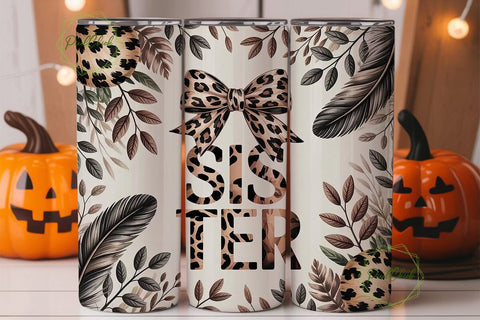 Sister Leopard Tumbler Wrap Sublimation PixelChick 