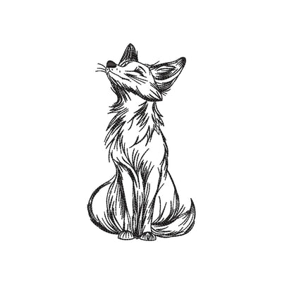 Sitting Fox Line Art Machine Embroidery Design, 5 sizes, Instant Download Embroidery/Applique DESIGNS Nino Nadaraia 