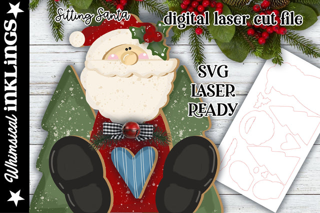 Sitting Santa SVG SVG Whimsical Inklings 