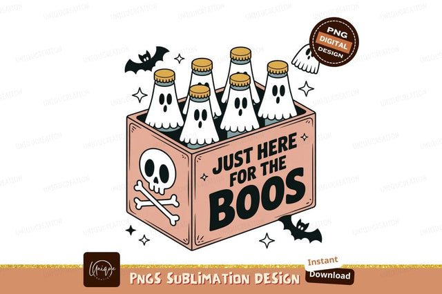 Six black ghost bottles in a pink box Halloween skull Sublimation Designangry 