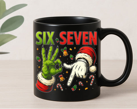 Six Seven Christmas Hand Sign PNG Funny Santa & Grinch Style Clipart SVG BillahCrafts 